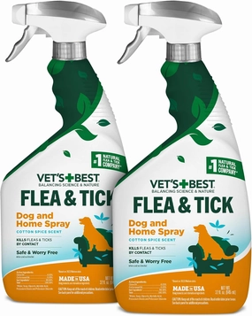 Vet's Best Flea & Tick Home Spray for Dogs – Cotton Spice Scent Dog Flea & Tick Aid – Made in The USA – Flea & Tick Home Spray – Flea Protection for Dogs – 32 oz, Pack of 2