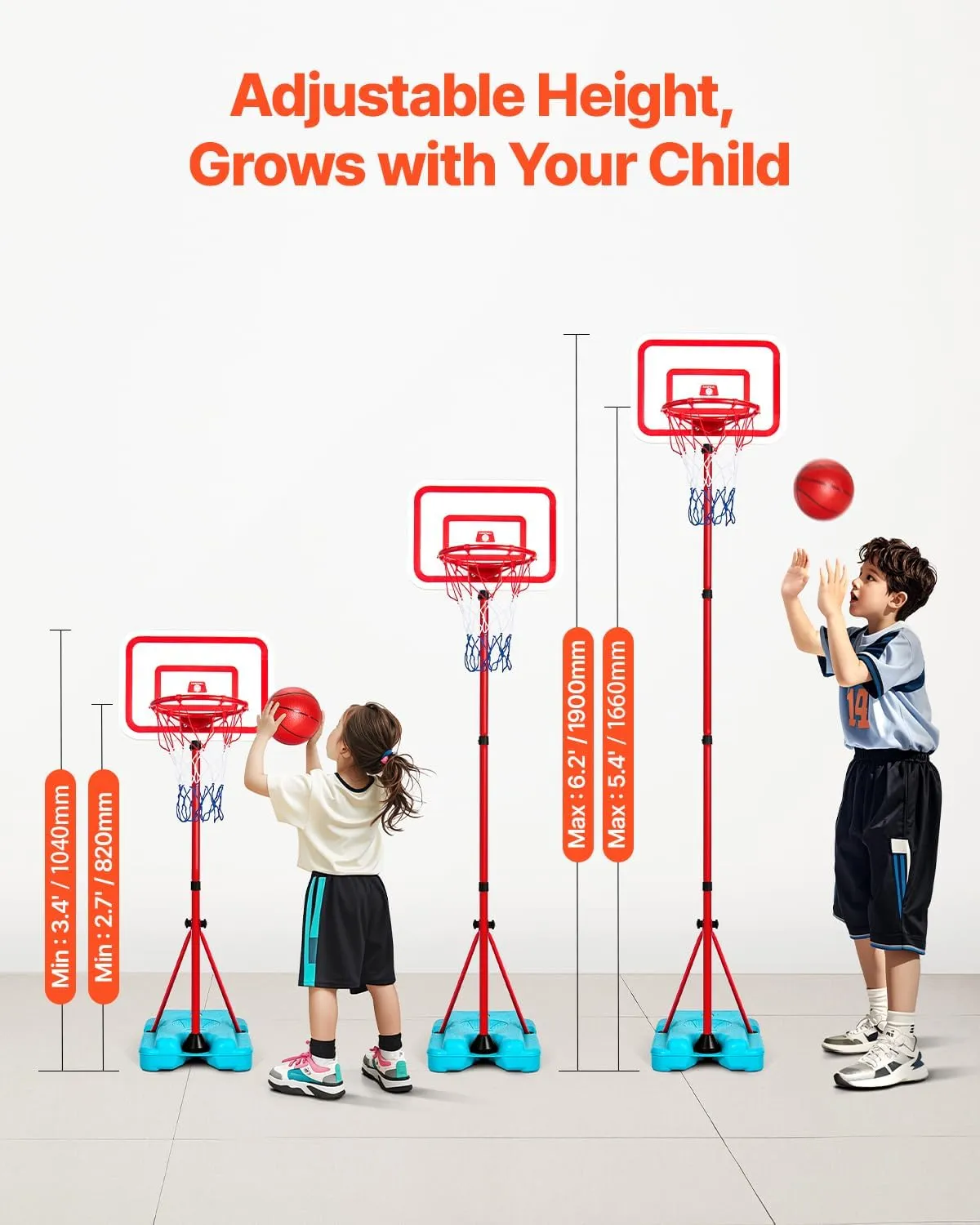 VEVOR Indoor Basketball Hoop for Kids, Indoor and Outdoor Backyard Sport Game, Toddler Basketball Toys for Kids 3-8 Years Old, Boys and Girls