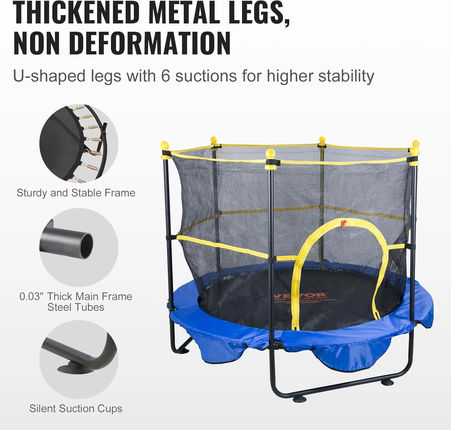 VEVOR Kids Trampolin, 56x36 / 4FT /5FT inch Indoor Outdoor Trampoline, Foldable Mini Trampoline with Handle, Rebounder Trampoline for Toddlers, Birthday Gift for 3  Years Children, Boys Girls for Fun