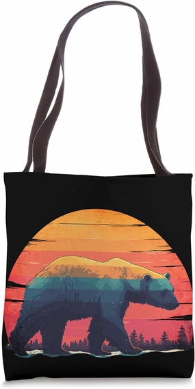 Vintage Polar Bear Arctic Retro Sunset Big Carnivorous Bear Tote Bag