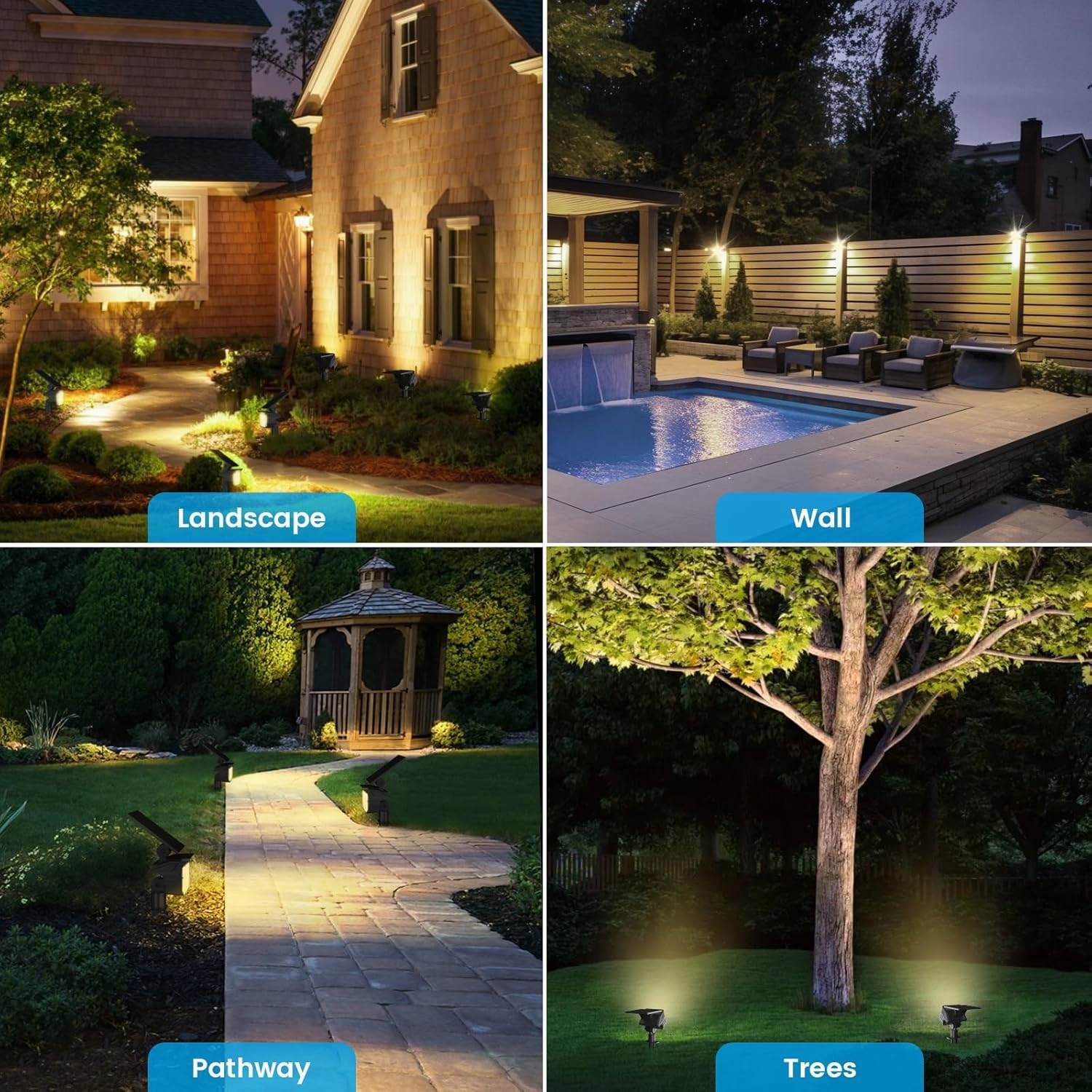 VOLISUN Solar Landscape Spotlights Adjustable Outdoor, Uplights Solar Waterproof IP67, Spot Lights Solar Powered for House,Tree,27 LED with 3 Lighting Modes(12 Pack- Warm White)