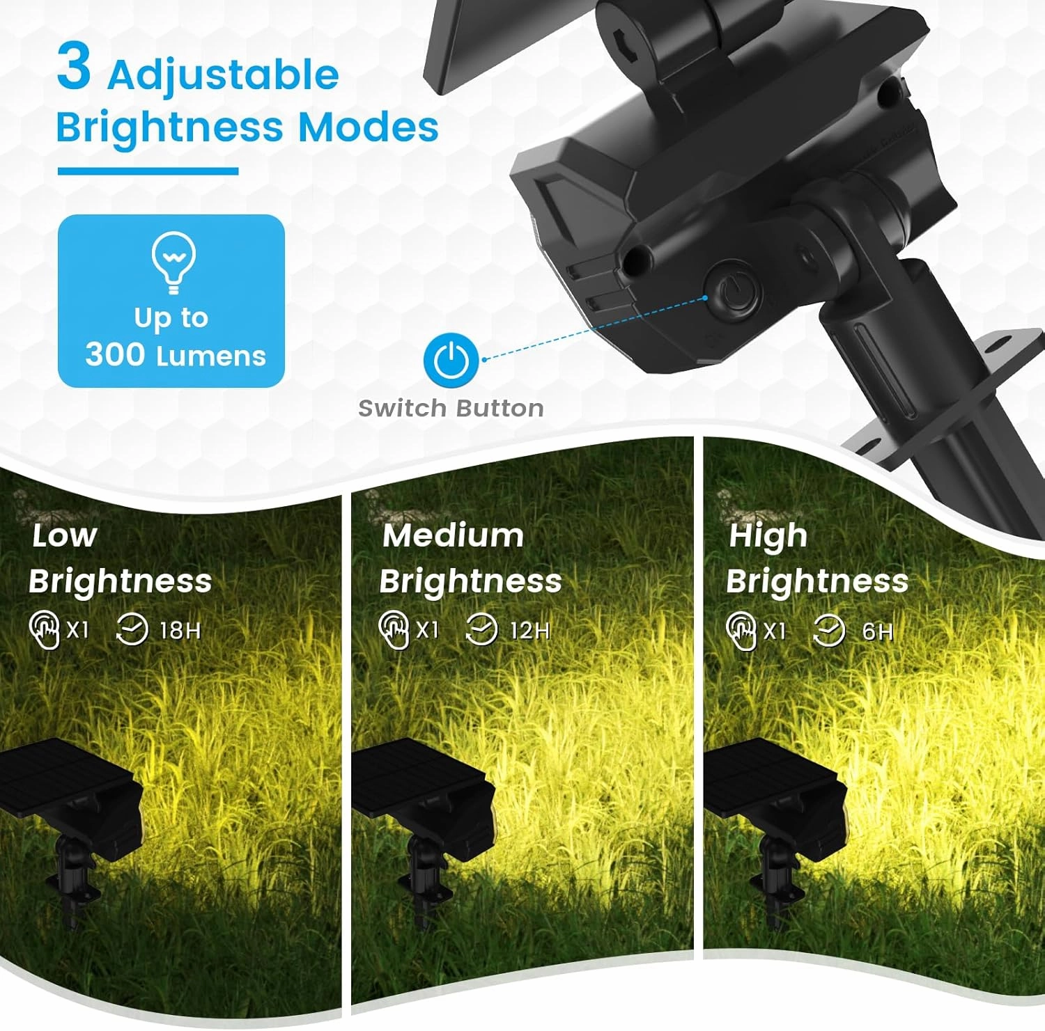 VOLISUN Solar Landscape Spotlights Adjustable Outdoor, Uplights Solar Waterproof IP67, Spot Lights Solar Powered for House,Tree,27 LED with 3 Lighting Modes(12 Pack- Warm White)