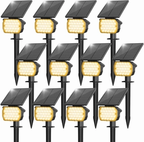 VOLISUN Solar Landscape Spotlights Adjustable Outdoor, Uplights Solar Waterproof IP67, Spot Lights Solar Powered for House,Tree,27 LED with 3 Lighting Modes(12 Pack- Warm White)