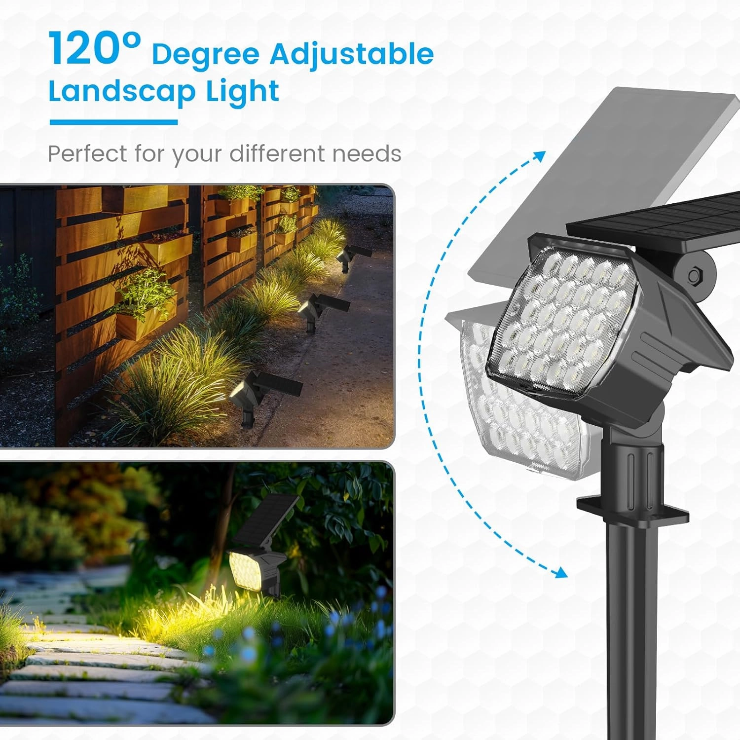 VOLISUN Solar Landscape Spotlights Adjustable Outdoor, Uplights Solar Waterproof IP67, Spot Lights Solar Powered for House,Tree,27 LED with 3 Lighting Modes(12 Pack- Warm White)
