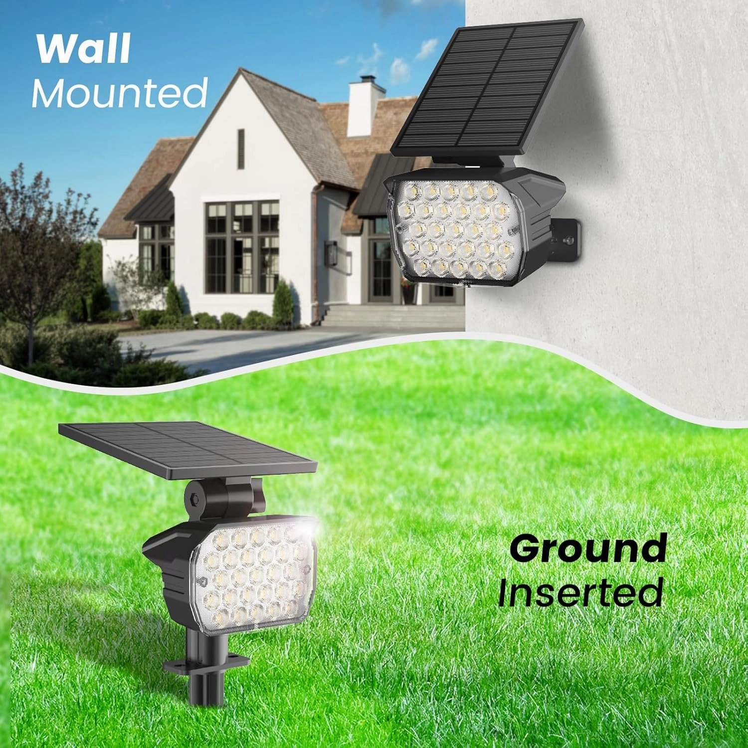 VOLISUN Solar Landscape Spotlights Adjustable Outdoor, Uplights Solar Waterproof IP67, Spot Lights Solar Powered for House,Tree,27 LED with 3 Lighting Modes(12 Pack- Warm White)