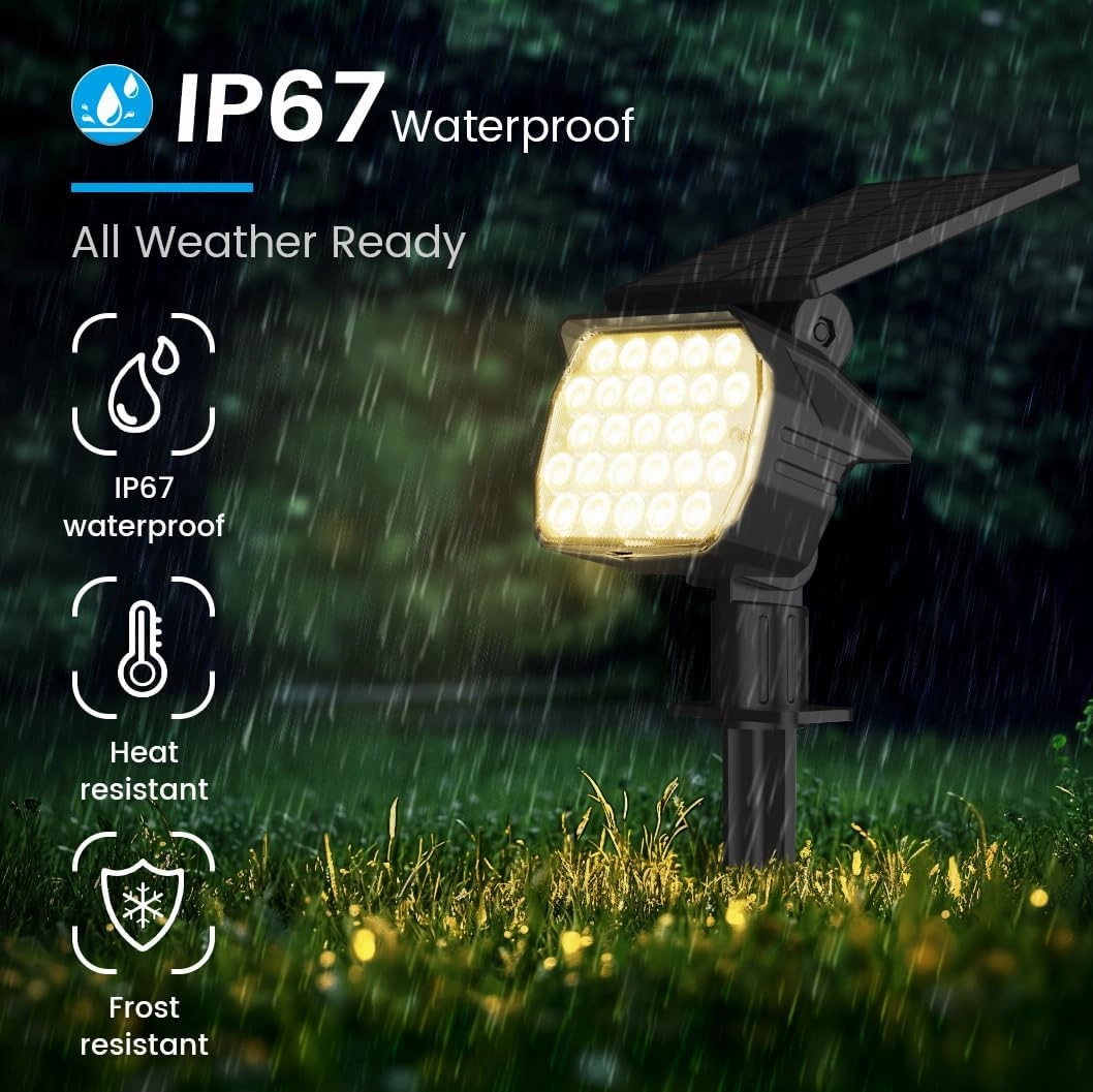 VOLISUN Solar Landscape Spotlights Adjustable Outdoor, Uplights Solar Waterproof IP67, Spot Lights Solar Powered for House,Tree,27 LED with 3 Lighting Modes(12 Pack- Warm White)