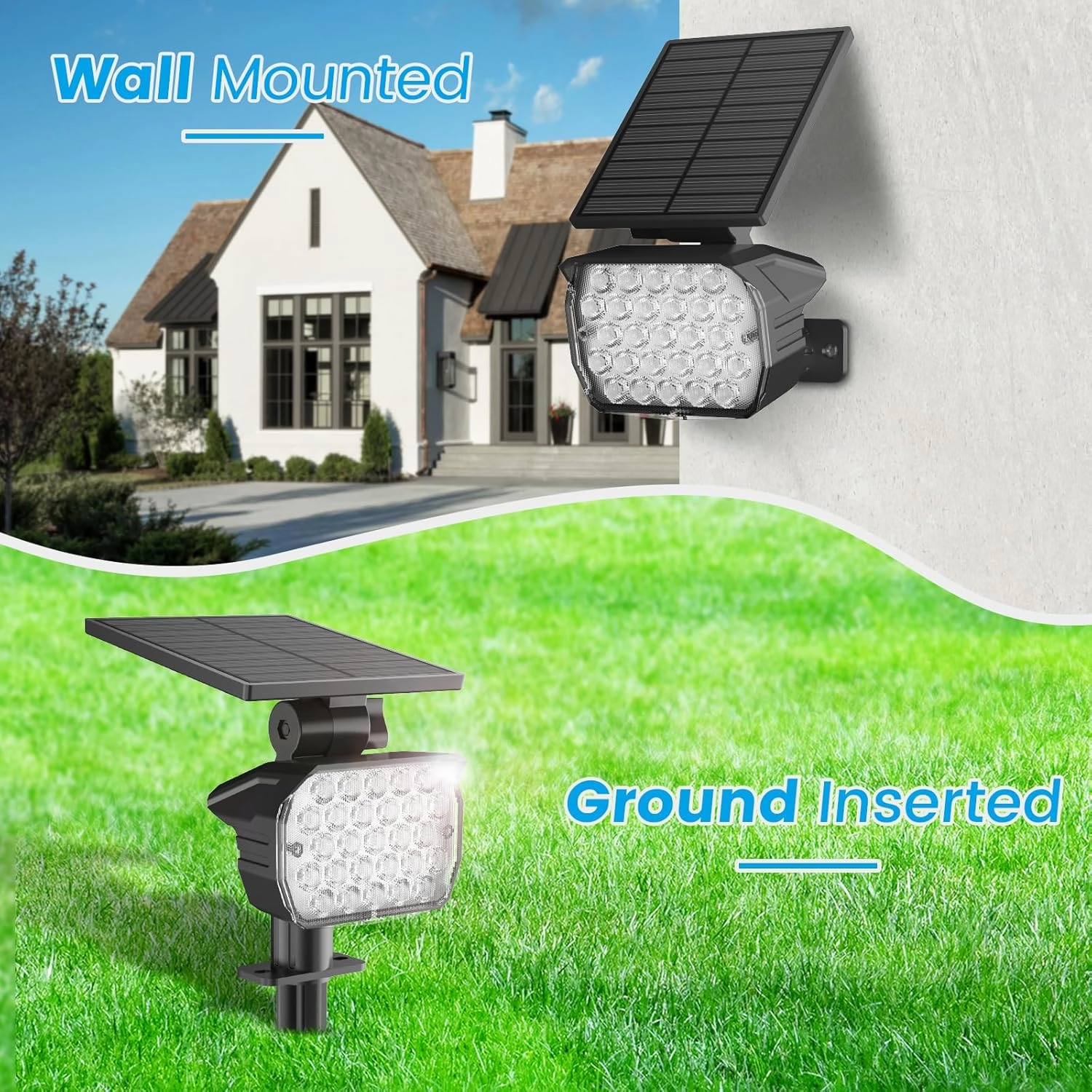 VOLISUN Solar Landscape Spotlights Adjustable Outdoor, Uplights Solar Waterproof IP67, Spot Lights Solar Powered for House,Tree,27 LED with 6 Colors Changing(12 Pack- RGB)