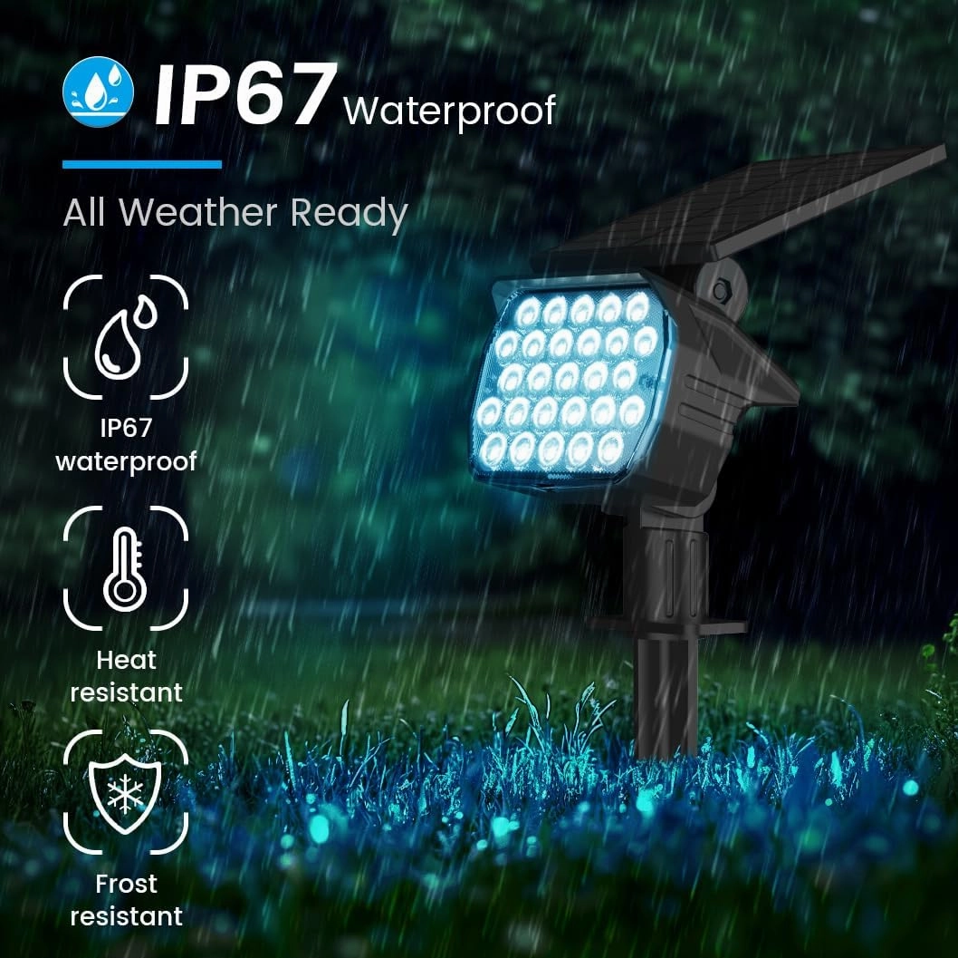 VOLISUN Solar Landscape Spotlights Adjustable Outdoor, Uplights Solar Waterproof IP67, Spot Lights Solar Powered for House,Tree,27 LED with 6 Colors Changing(12 Pack- RGB)