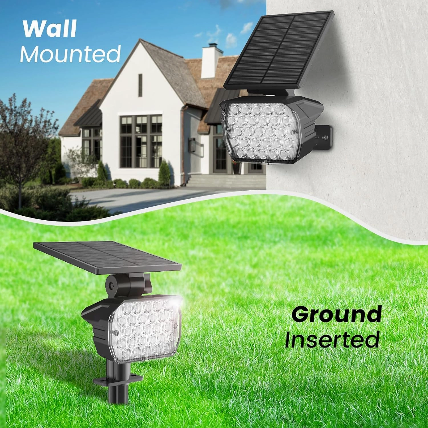 VOLISUN Solar Landscape Spotlights Adjustable Outdoor, Uplights Solar Waterproof IP67, Spot Lights Solar Powered for House,Tree,27 LED with 6 Colors Changing(6 Pack- RGB)