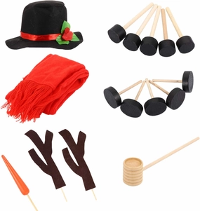 VOSAREA 16pcs Snowman Decorating Building Dressing Kit Winter Holiday Outdoor Toys Hat Scarf Eyes Mouth Button Nose Accessories