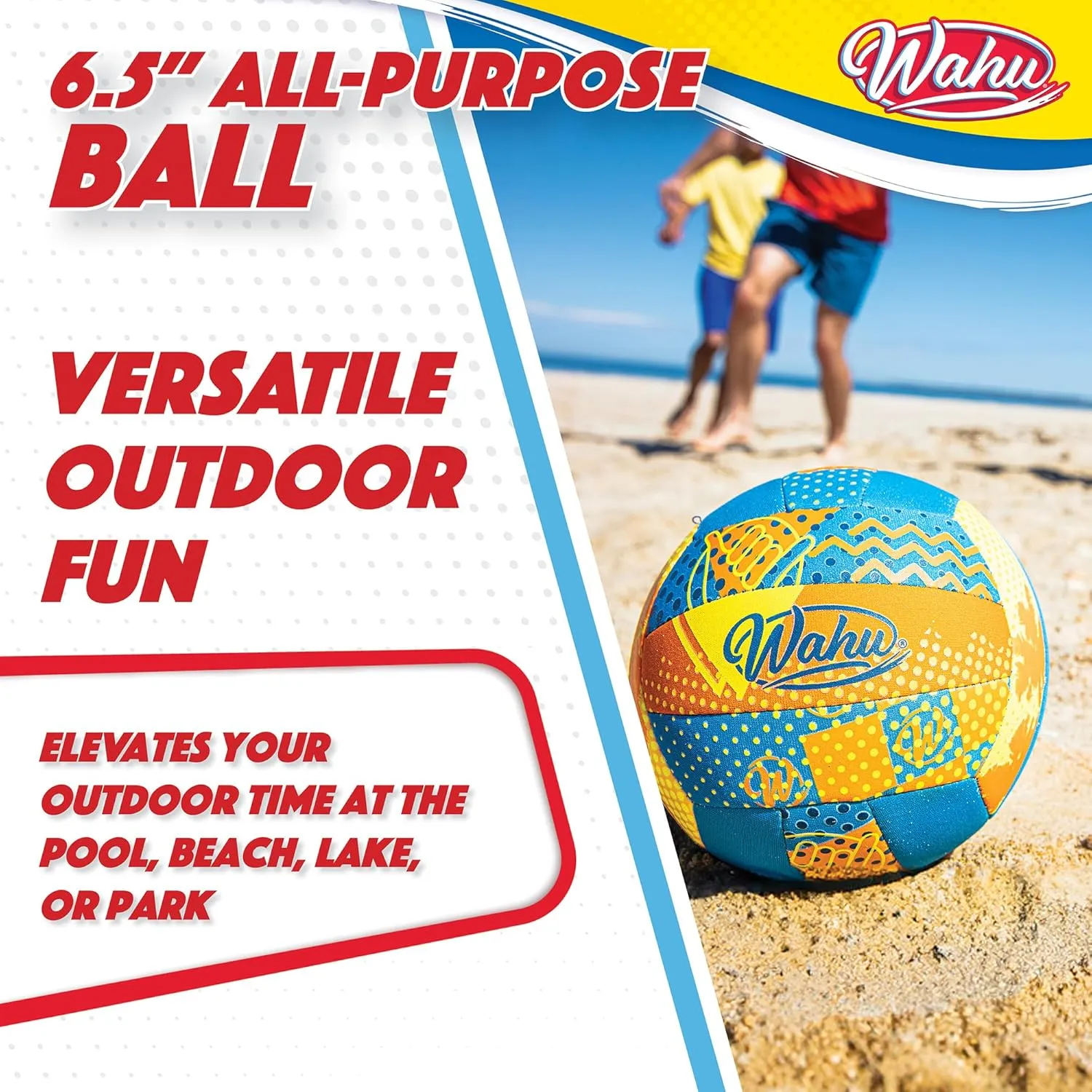 Wahu 100% Waterproof All-Purpose Pool Ball for Beach Volleyball, Soccer, and More, 6.5" Round Water Ball for Beach and Pool Sports Games, Orange