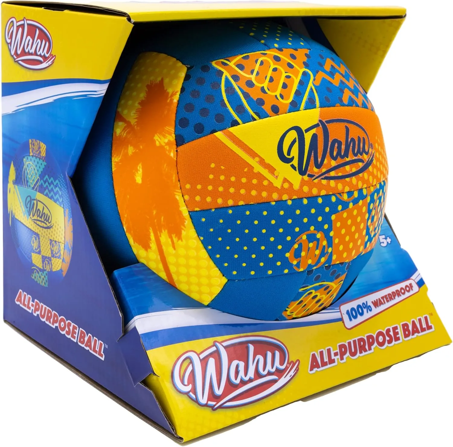 Wahu 100% Waterproof All-Purpose Pool Ball for Beach Volleyball, Soccer, and More, 6.5" Round Water Ball for Beach and Pool Sports Games, Orange