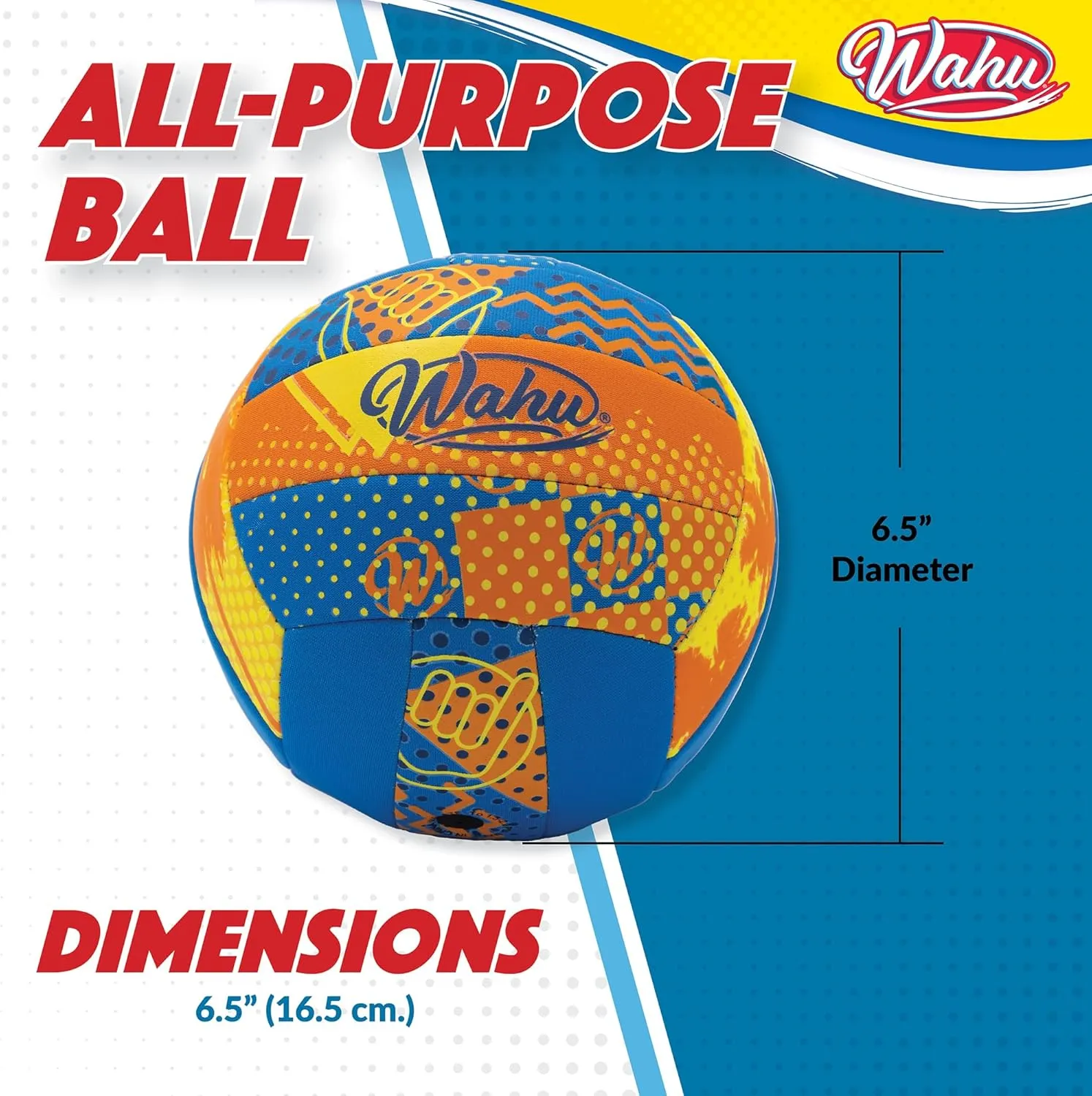 Wahu 100% Waterproof All-Purpose Pool Ball for Beach Volleyball, Soccer, and More, 6.5" Round Water Ball for Beach and Pool Sports Games, Orange