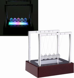 Walfront Balance Balls Colorful LED Glass Pendulum Balls Physics Science Ornaments Science Item for Home Office Desk Decoration Art Work