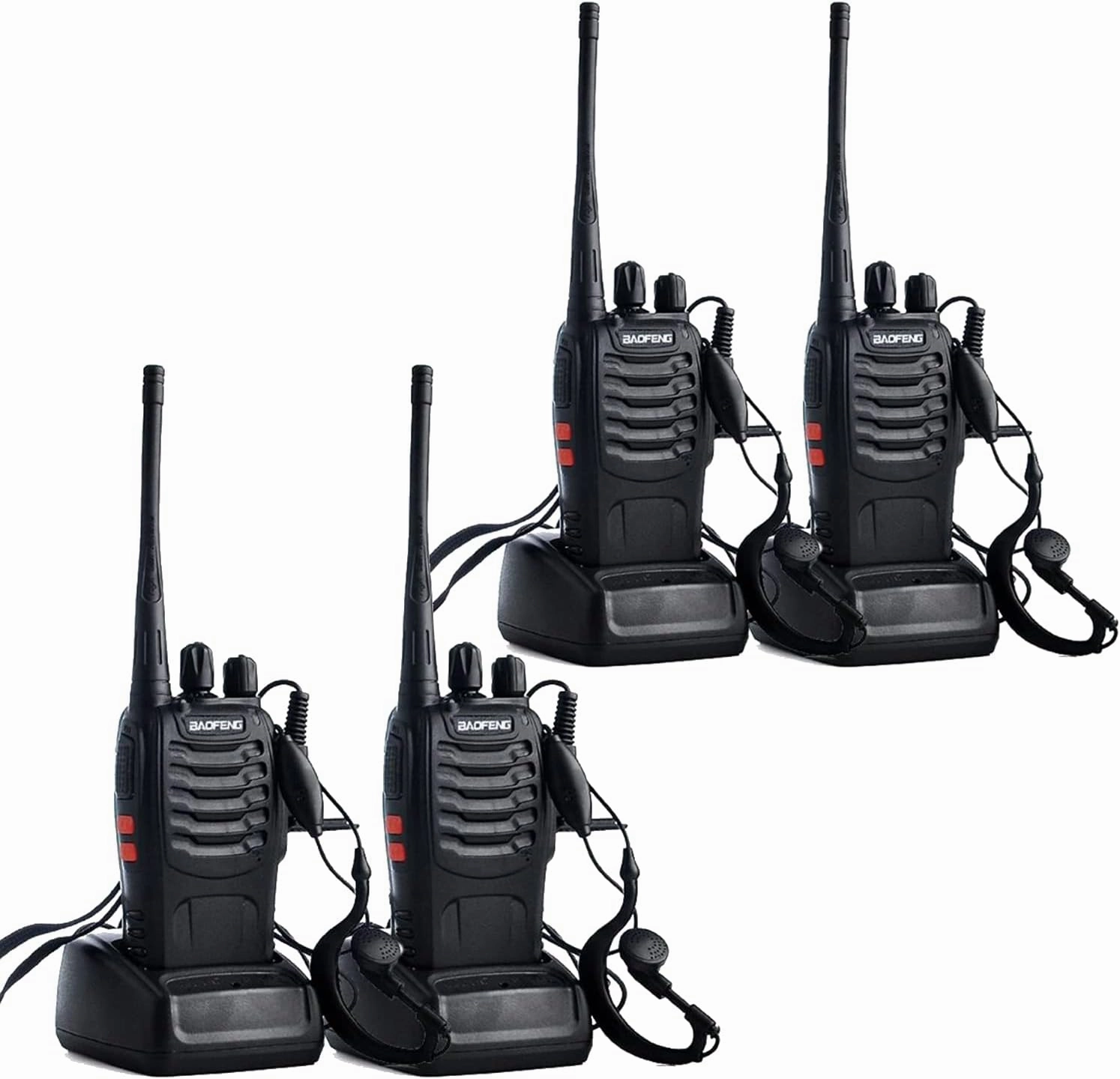 Walkie Talkies Long Range for Adults, Baofeng BF-888S Handheld Two Way Radios with Earpiece and Mic, Rechargeable Walkie Talkie with Li-ion Battery and Charger, Walky Talky(4 Pack)