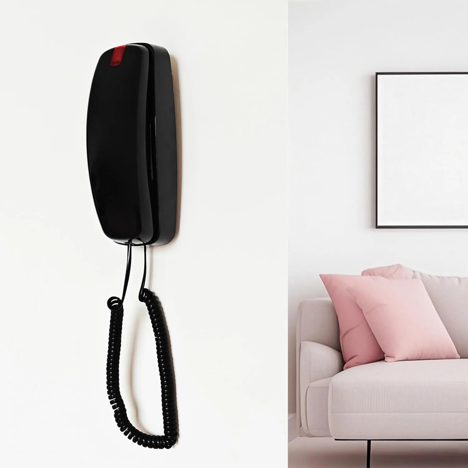Wall Telephone, TelPal Corded Landline Phone for Home, Trimline Home Phones for Landline Wall Mount, Big Button Wall Telephones with Flash, Redial, Ringer High/Low, Retro Phone No AC Power