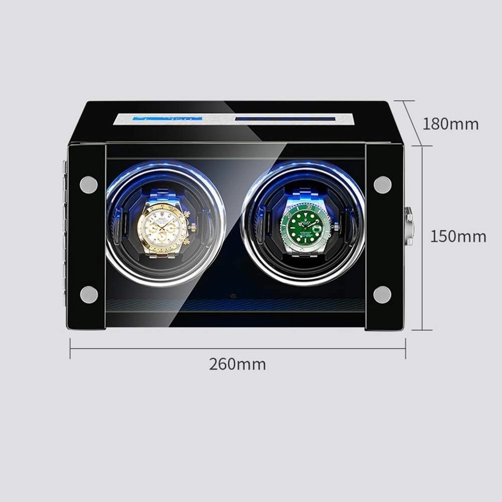 Watch Watch Winder Box with Ultra-Quiet Motor,15 Adjustable Modes,Led Illumination and Touch Display,Wood Shell Piano Finish,Flexible Watch Pillow,9 0