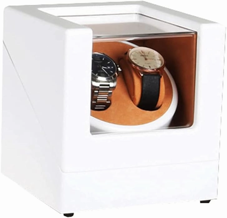 Watch Winder Watch Winder Box for Automatic Watches Or Compatible with Couple Size Double Wood Watch Storage Display Case with Blue Led Backlight AC Or Battery