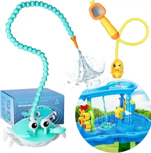 Water Table Pump, Cordless Rechargeable Crab Water Pump for Water Table With Kids Duck Shower Head, Battery Powered Non-Stop Fun Outdoor Play Toys for Toddlers,Water Table Accessories(Pump Only)