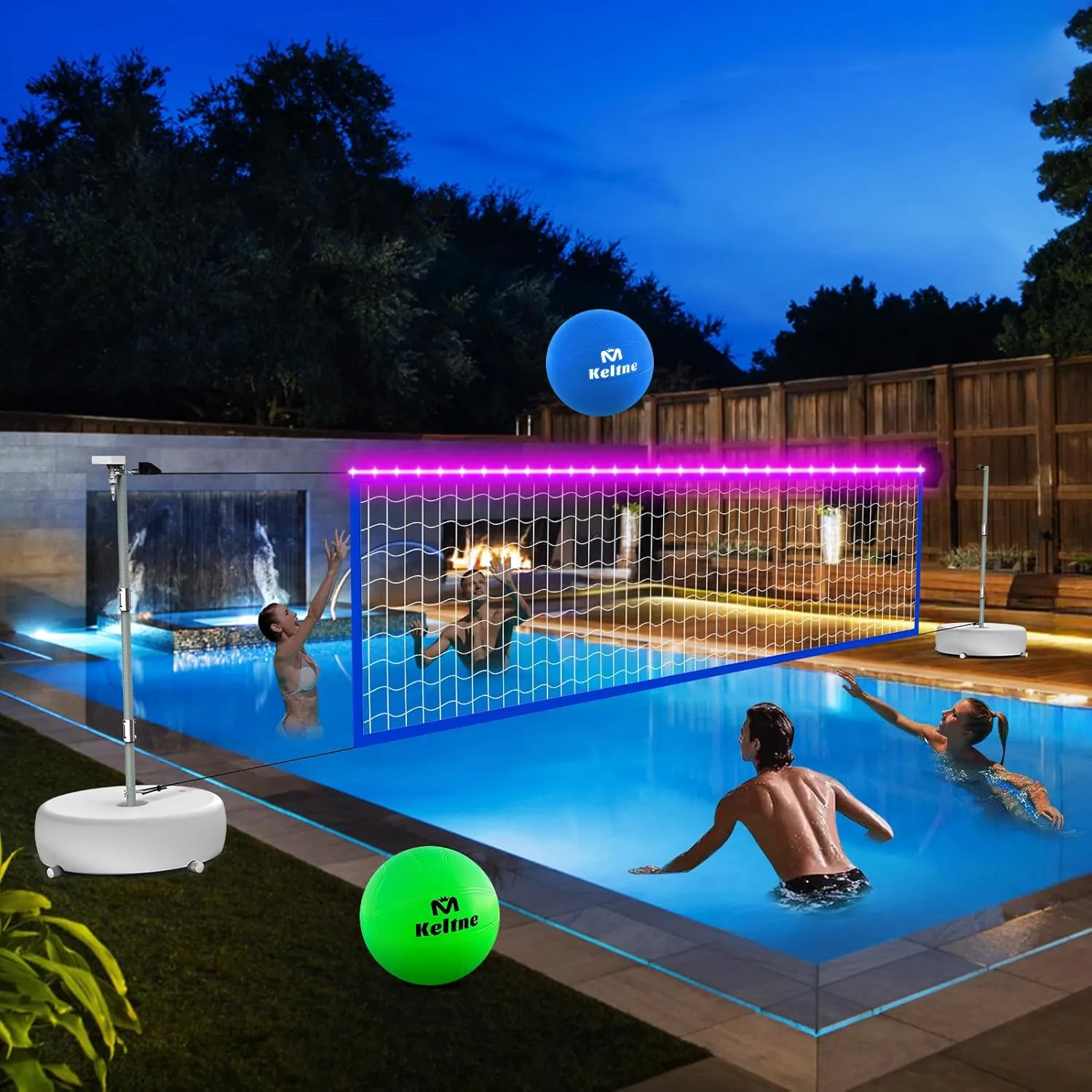 Water Volleyball for Pool, 8 Inch Waterproof PVC Pool Volleyball Ball with Air Pump for Swimming Pools, Pool Toy for Pool Entertainment and Lawn Beach Volleyball Games