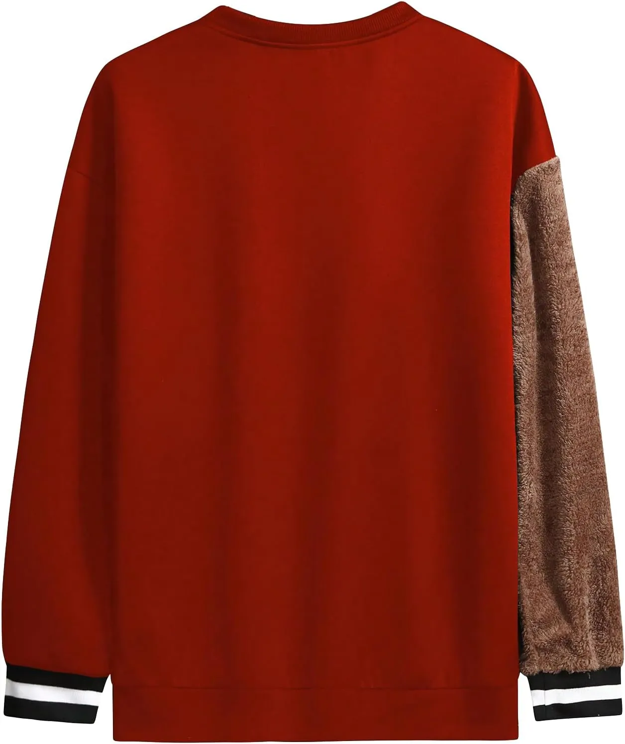 WDIRARA Men's Bear Patched Drop Shoulder Sweatshirt Round Neck Long Sleeve Pullover Sweatshirts