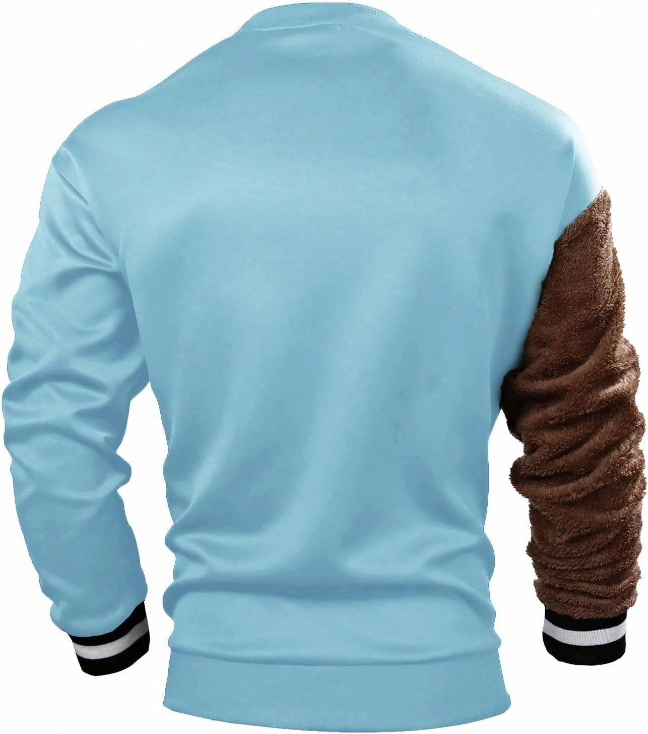 WDIRARA Men's Bear Patched Drop Shoulder Sweatshirt Round Neck Long Sleeve Pullover Sweatshirts