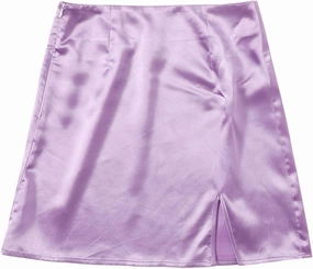 WDIRARA Women's Summer Solid Split Hem Zip Back Mini Workwear Skirt