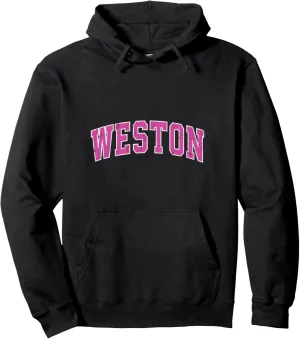 Weston Massachusetts MA Vintage Sports Design Pink Design Pullover Hoodie
