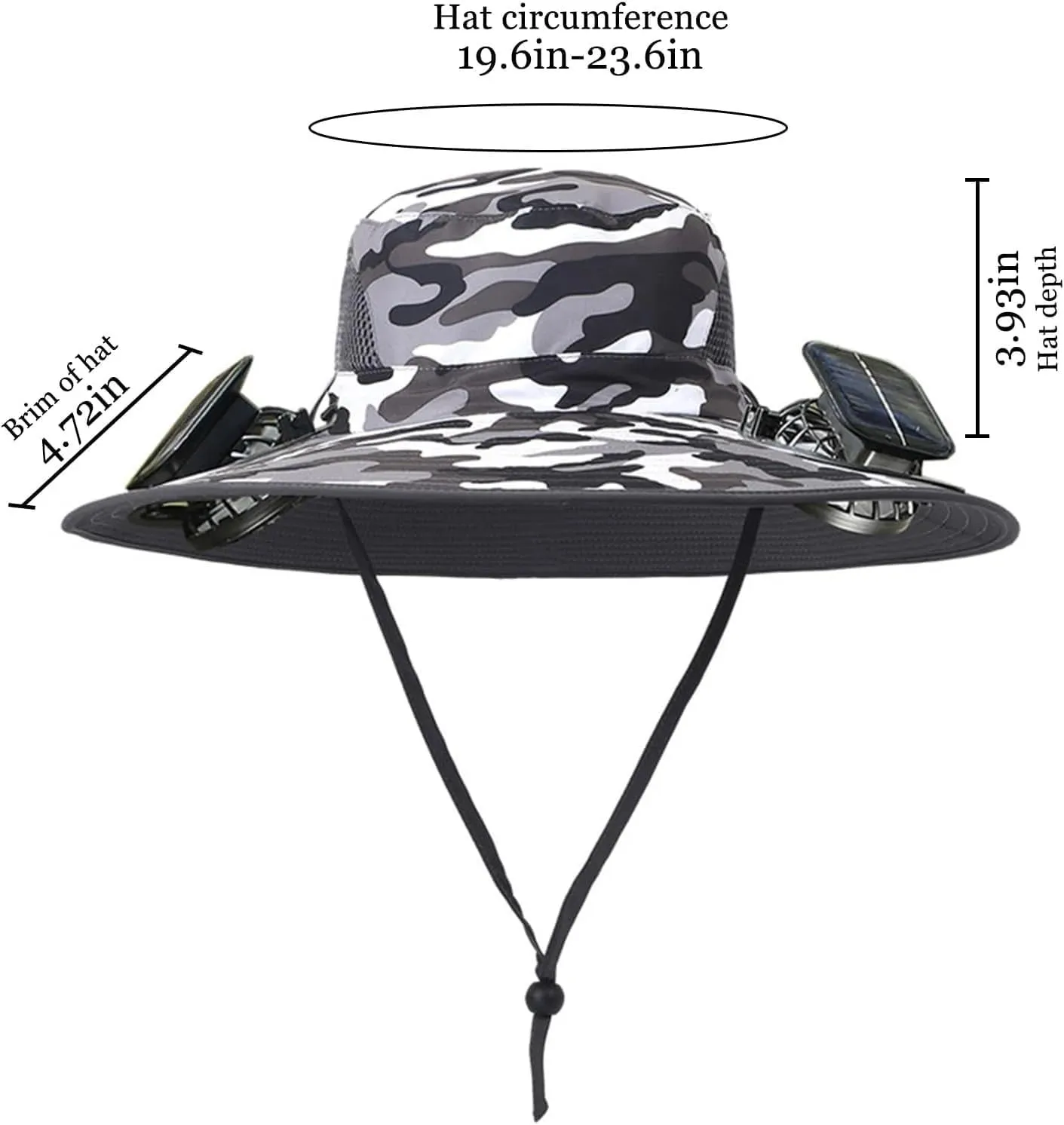 Wide Brim Solar Fan Hat,Fishing Hat with 2 Fan 3 Speed Men Women Outdoor Hat