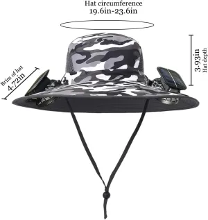 Wide Brim Solar Fan Hat,Fishing Hat with 2 Fan 3 Speed Men Women Outdoor Hat