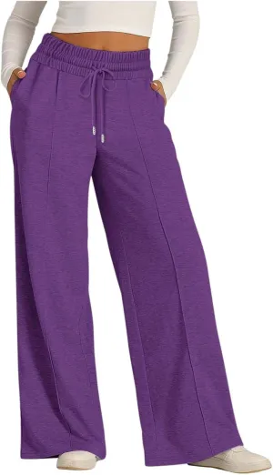 Wide Leg Sweatpants Women High Waist Drawstring Loose Lounge Sweat Pants with Pockets
