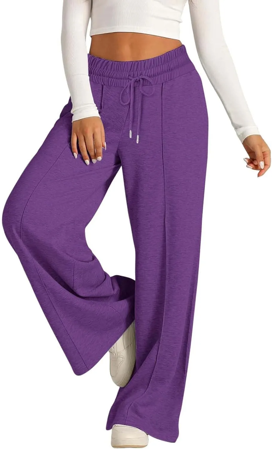 Wide Leg Sweatpants Women High Waist Drawstring Loose Lounge Sweat Pants with Pockets