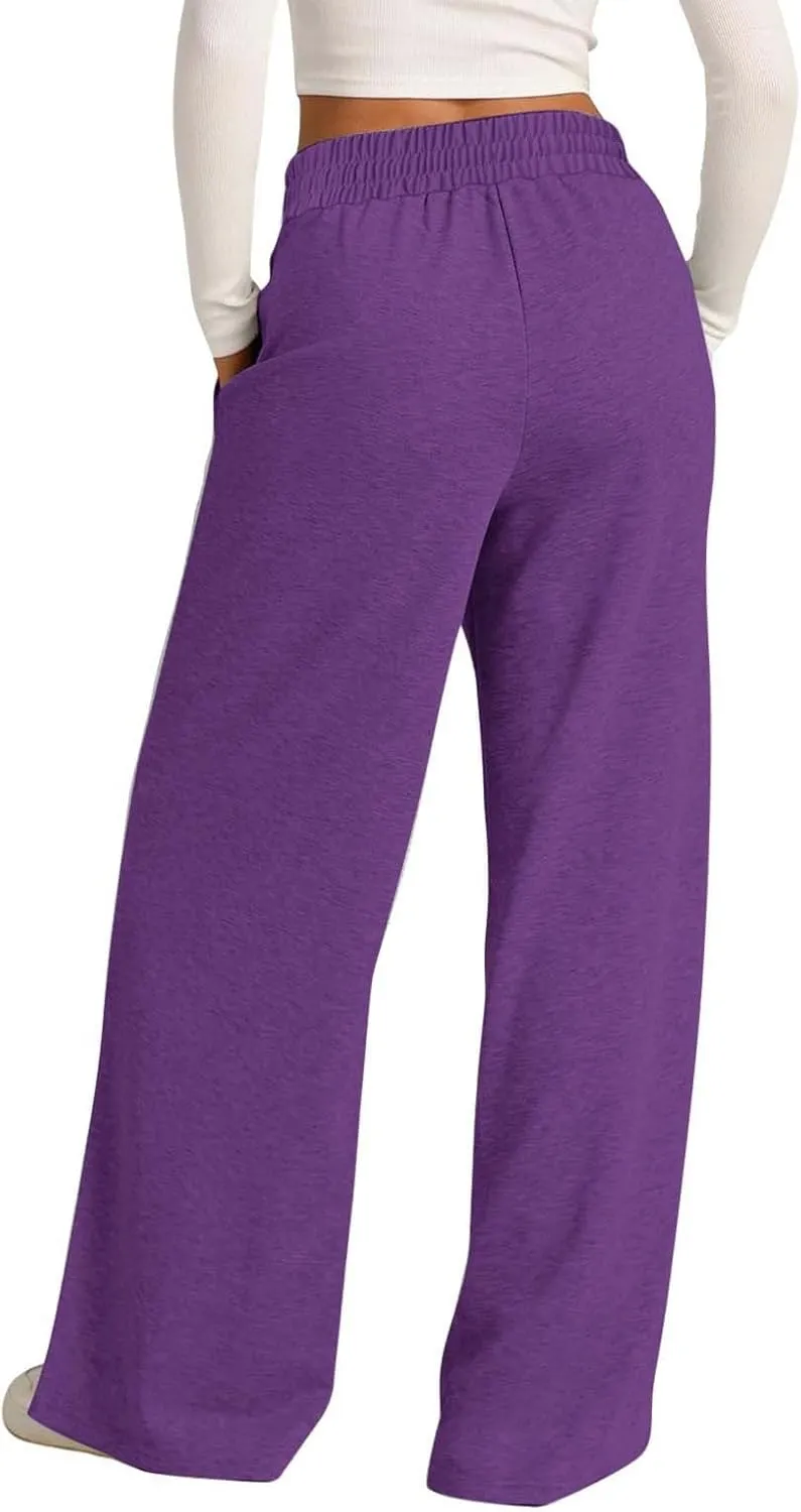 Wide Leg Sweatpants Women High Waist Drawstring Loose Lounge Sweat Pants with Pockets