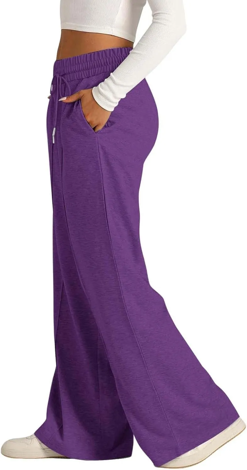 Wide Leg Sweatpants Women High Waist Drawstring Loose Lounge Sweat Pants with Pockets