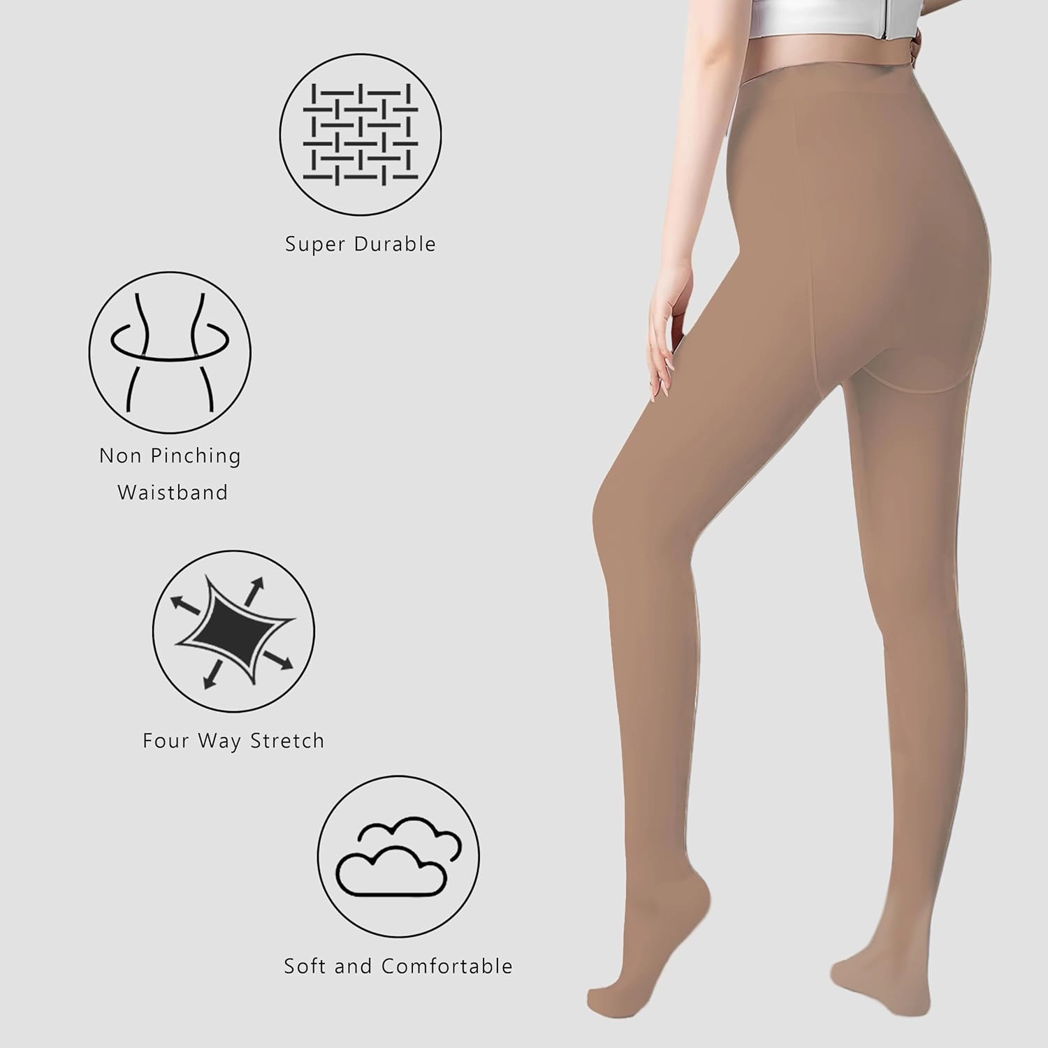 Wildarms 2 Pairs Women's Tights 80D Soft-Touch Opaque Solid Color Stretch Pantyhose Tights for Carnival, Dresses & Daily Wear