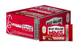 Wiley Wallaby Classic Red Mini Licorice Bites 3.5 Ounce Gourmet Soft & Chewy Australian Strawberry Licorice Candy Bags, 18 Pack