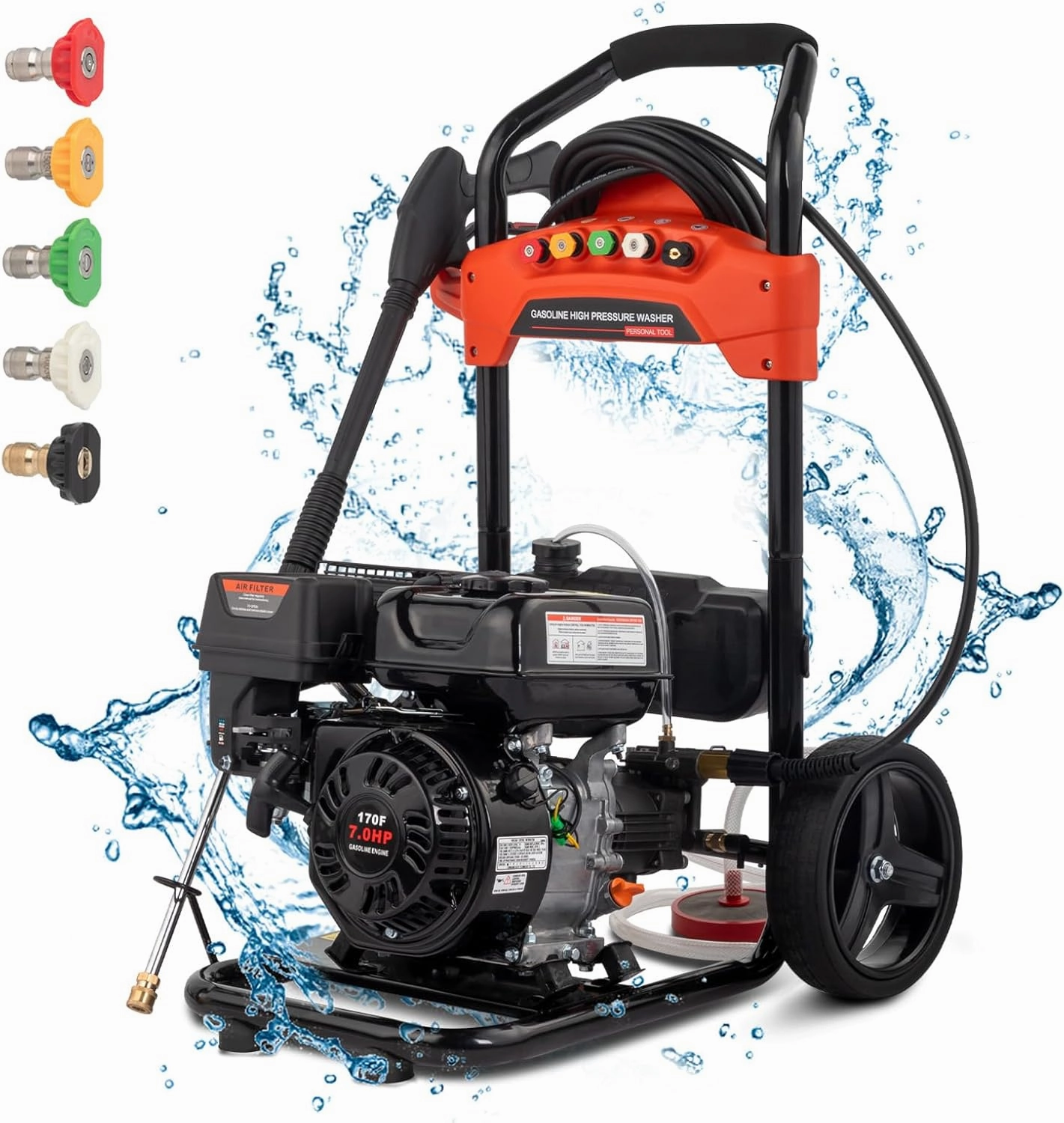 Winado Gas Pressure Washer, 2700 PSI and 2.3 Max GPM, 5 Nozzle Tips 26FT Hose Power Washer with Soap Tank/Spray Gun and Wand, High Pressure Washers for Cars/Fences/Driveways EPA Certified