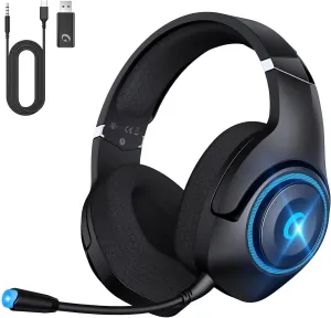 Wireless Gaming Headset for PS5/PC/Switch - 2.4GHz Ultra-Low Latency, 3D Surround Sound | 40Hr Playtime, Detachable Mic & Dual Connectivity - Wireless Gaming Headphones for PC, Phone, Laptop, Mac