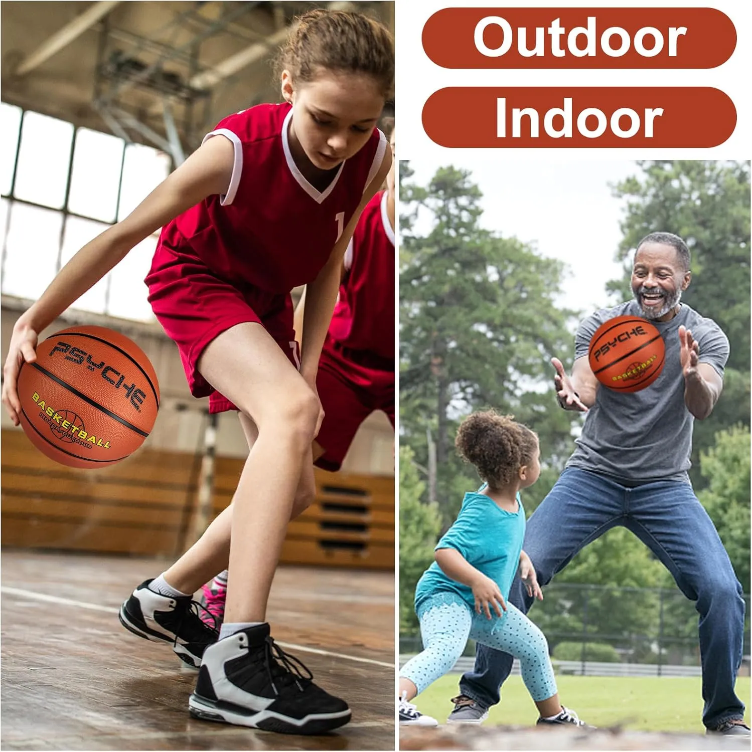 Wisdom Leaves Kids Youth Basketball Size 4/5(25.5/27.5") Premium Rubber Basketball for Boys Girls Indoor Outdoor Pool Games Play(Best Gifts)
