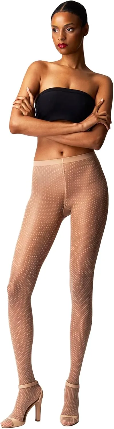 Wolford Mini Dot Tights for Women Sheer Opaque Matt Finish Pantyhose with Micro Dot Pattern Soft Knitted Waistband 20 Den