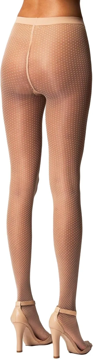 Wolford Mini Dot Tights for Women Sheer Opaque Matt Finish Pantyhose with Micro Dot Pattern Soft Knitted Waistband 20 Den