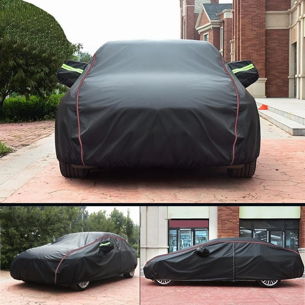 WOLWES Car Cover are Suitable for Fiat Barchetta All-Weather Windproof, Snowproof, Rainproof, UV-Protected and Breathable All-Season Universal with Side Door Zip Oxford Cloth Car Cover (Color : Black