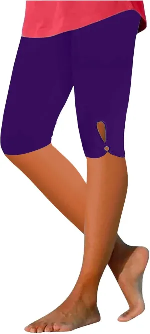Women Elastic Comfy Yoga Sports Shorts Summer Casual Knee Length Leggings Athletic Workout Biker Shorts