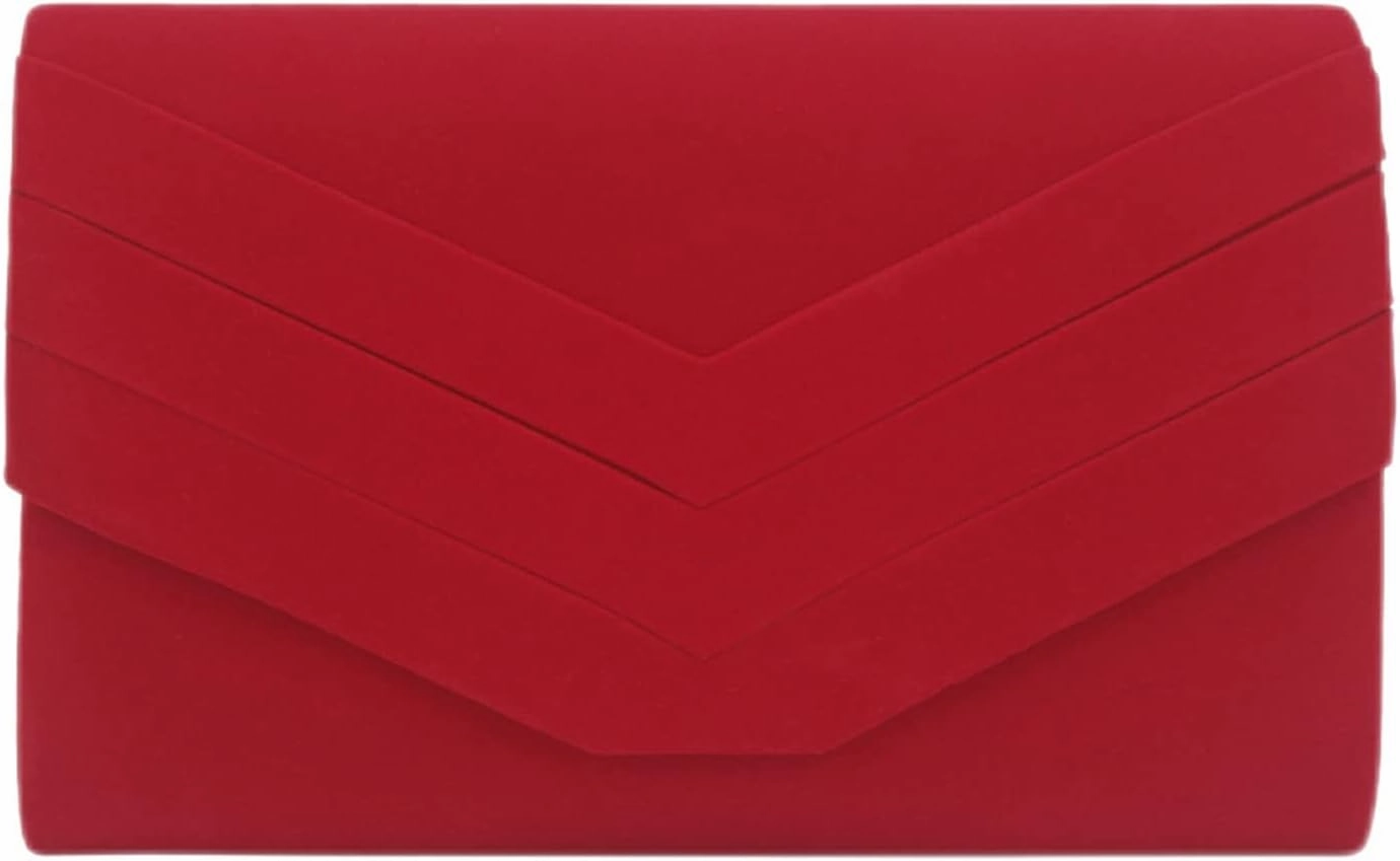 Women Evening Bags Suede Envelope Flap Clutch Purses Handbag with Detachable Chain for Wedding Party Prom