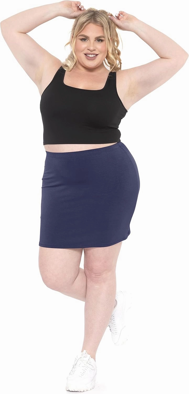 Women's Cotton Soft Stretch Fabric Basic Mini Skirt | Small - 5X