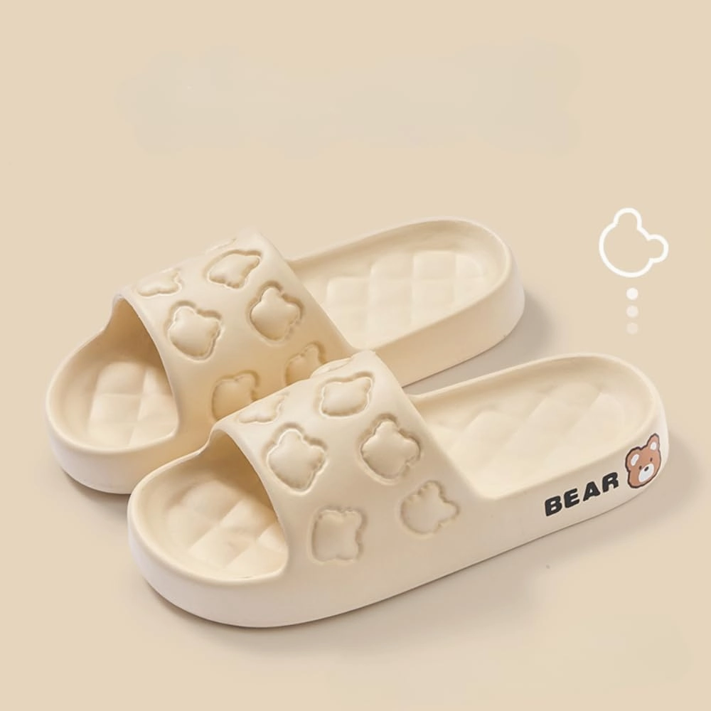 Women's Slippers Cute Bear Dog Cartoon Pattern Girl's Thick Soles Indoor Outdoor Slippers