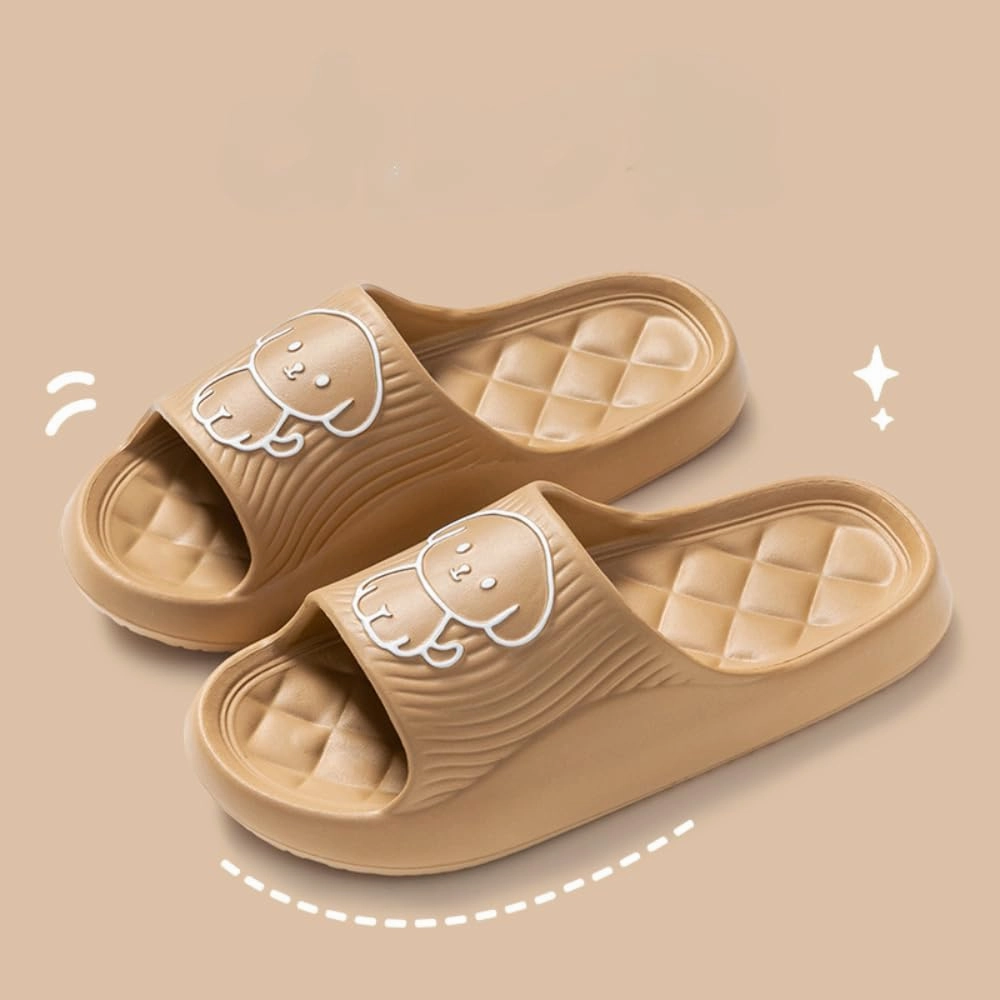 Women's Slippers Cute Bear Dog Cartoon Pattern Girl's Thick Soles Indoor Outdoor Slippers