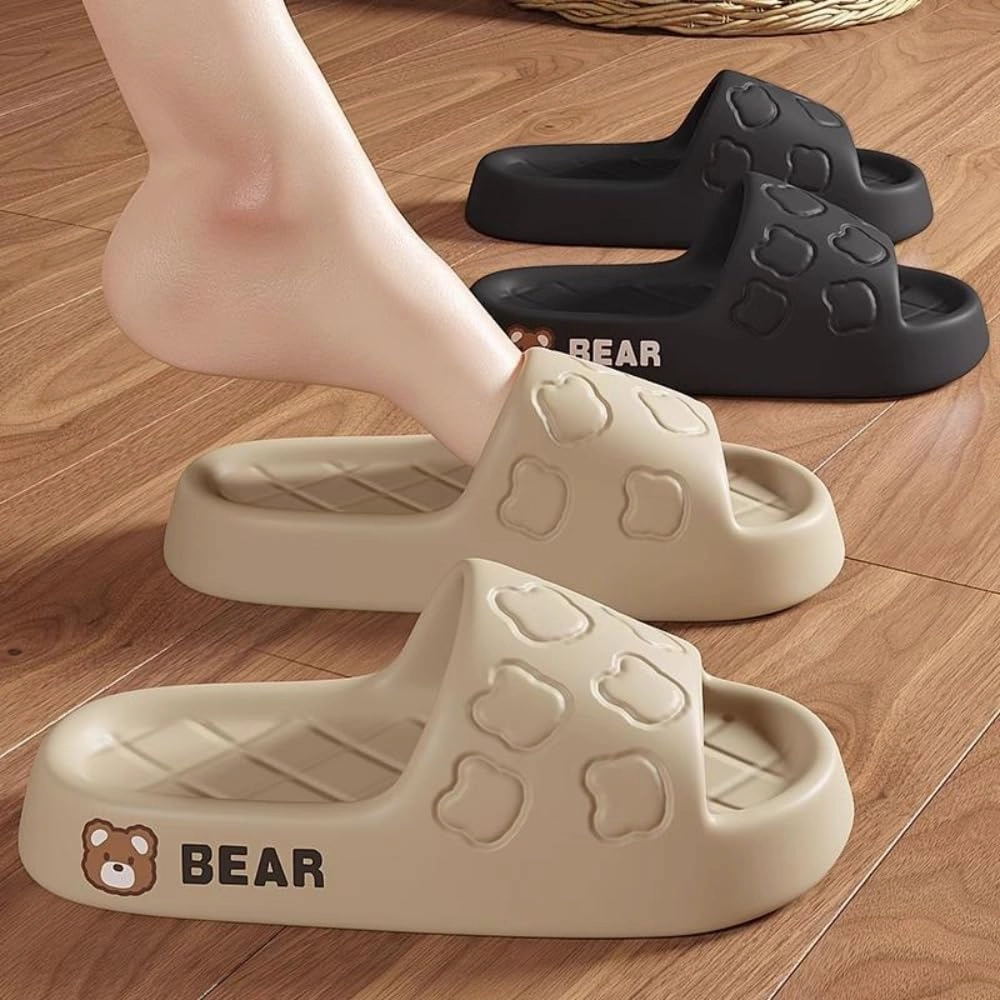 Women's Slippers Cute Bear Dog Cartoon Pattern Girl's Thick Soles Indoor Outdoor Slippers