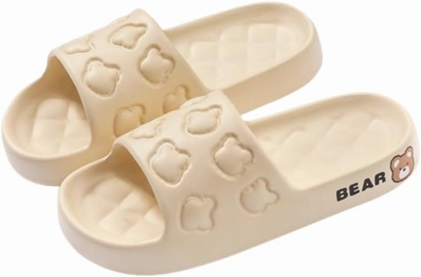 Women's Slippers Cute Bear Dog Cartoon Pattern Girl's Thick Soles Indoor Outdoor Slippers