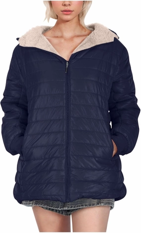 Women's Winter Coats Long Sleeve Fleece Lined Puffer Coat Full Zip Baggy Winter Jacket with Pockets
